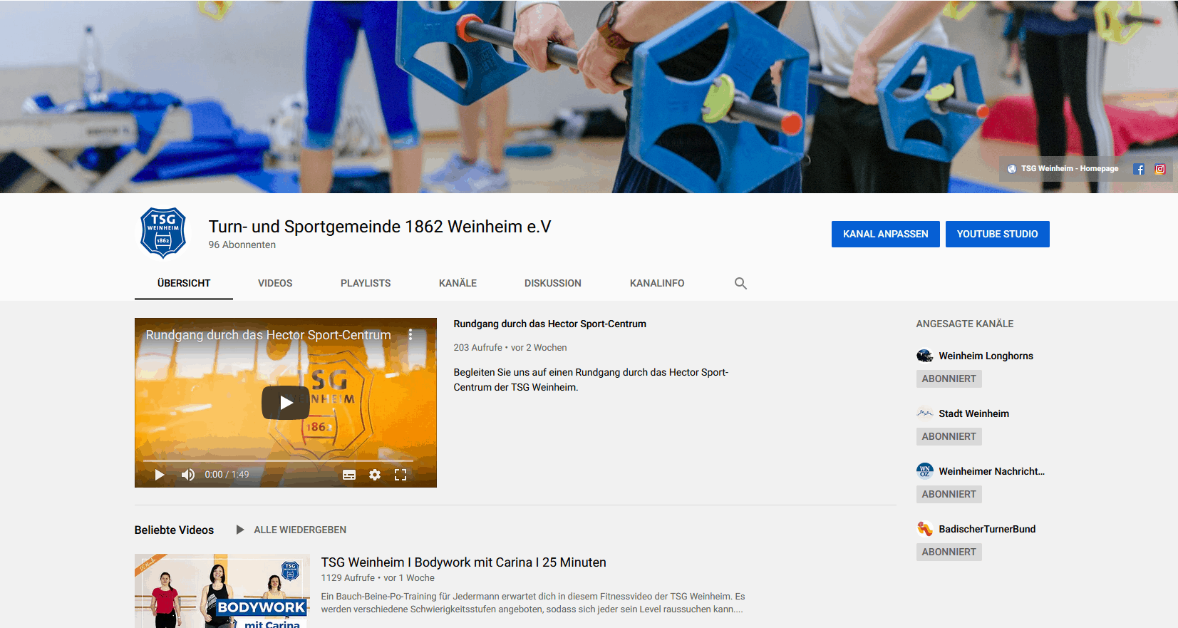 TSG Weinheim bei YouTube